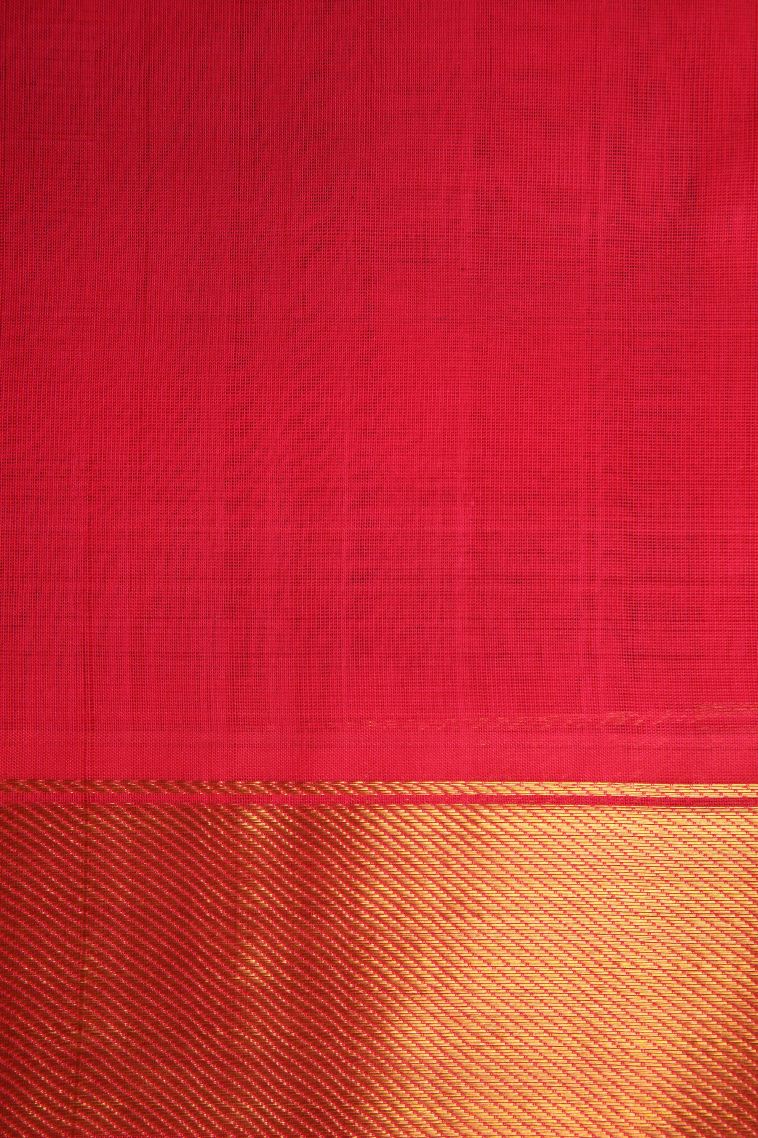 Rose  Red Silk Cotton with Gold Zari Checks view 3
