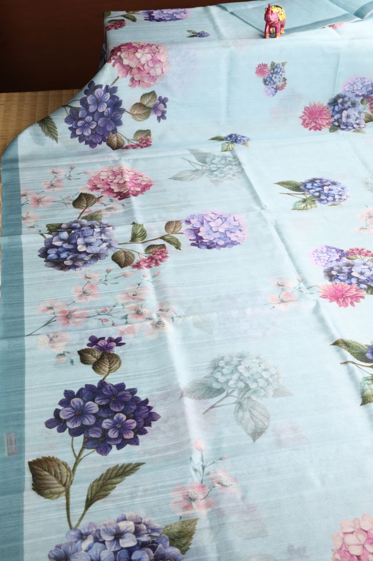 Snow White Semi Tussar Silk with Without Zari Zari Floral Patterns view 2
