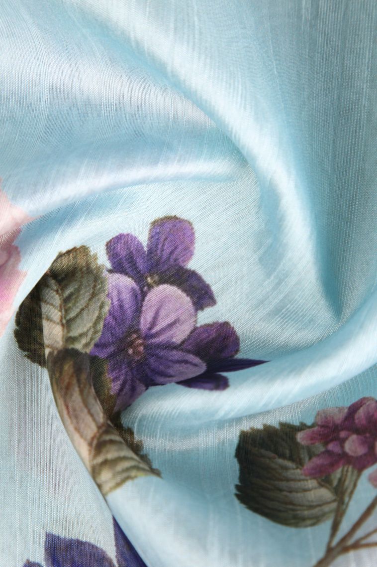 Snow White Semi Tussar Silk with Without Zari Zari Floral Patterns view 4
