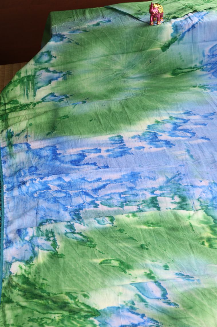 Fern Green Mul Mul Cotton with Without Zari Zari Pathik Motifs view 2