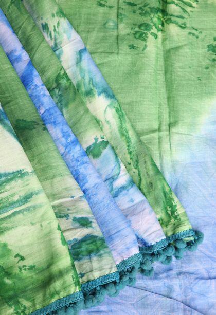 Fern Green Mul Mul Cotton with Without Zari Zari Pathik Motifs