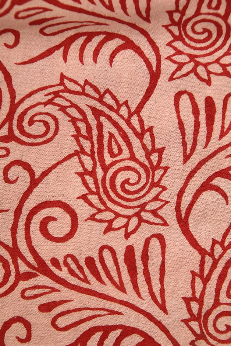 Dawn Red Kalamkari with Without Zari Zari Birds Mottif view 3