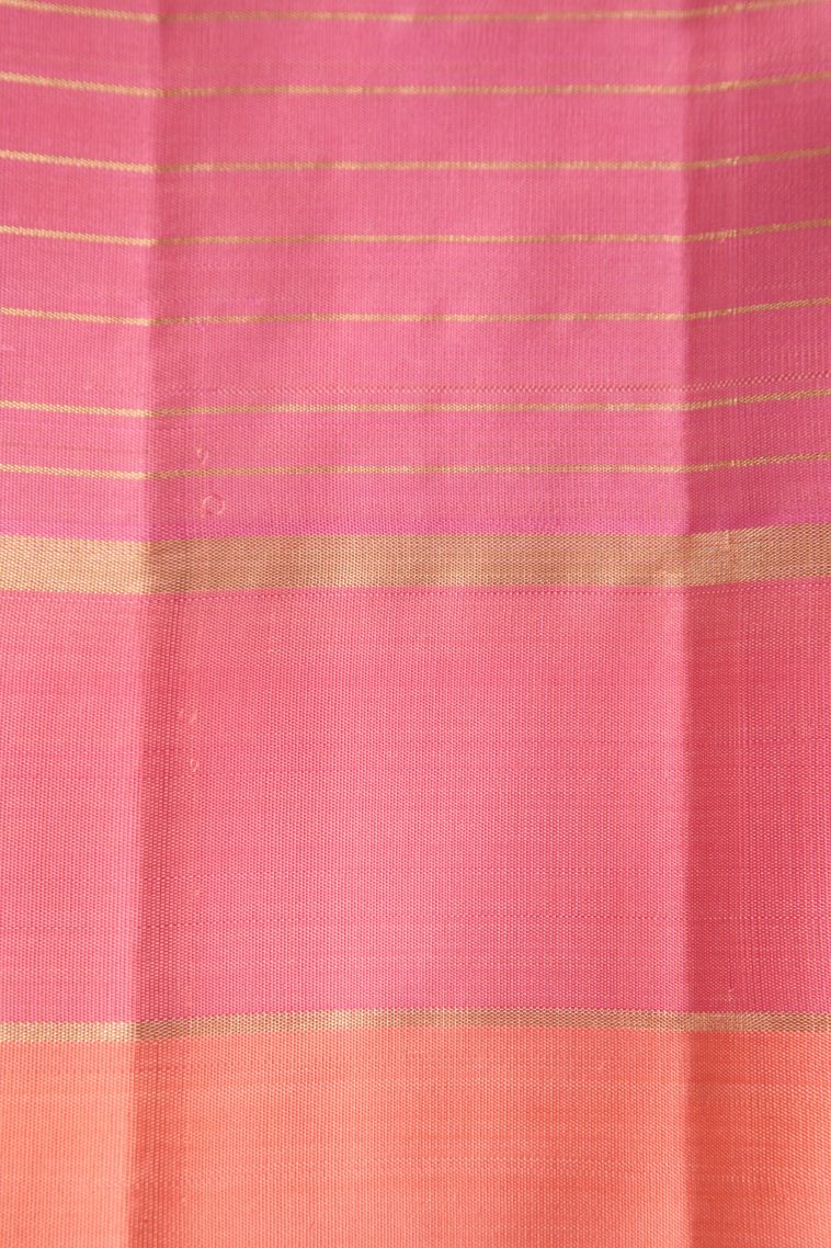 Pine Green Kanchipuram Silk Sarees with Gold Zari Checks And Puttas view 3
