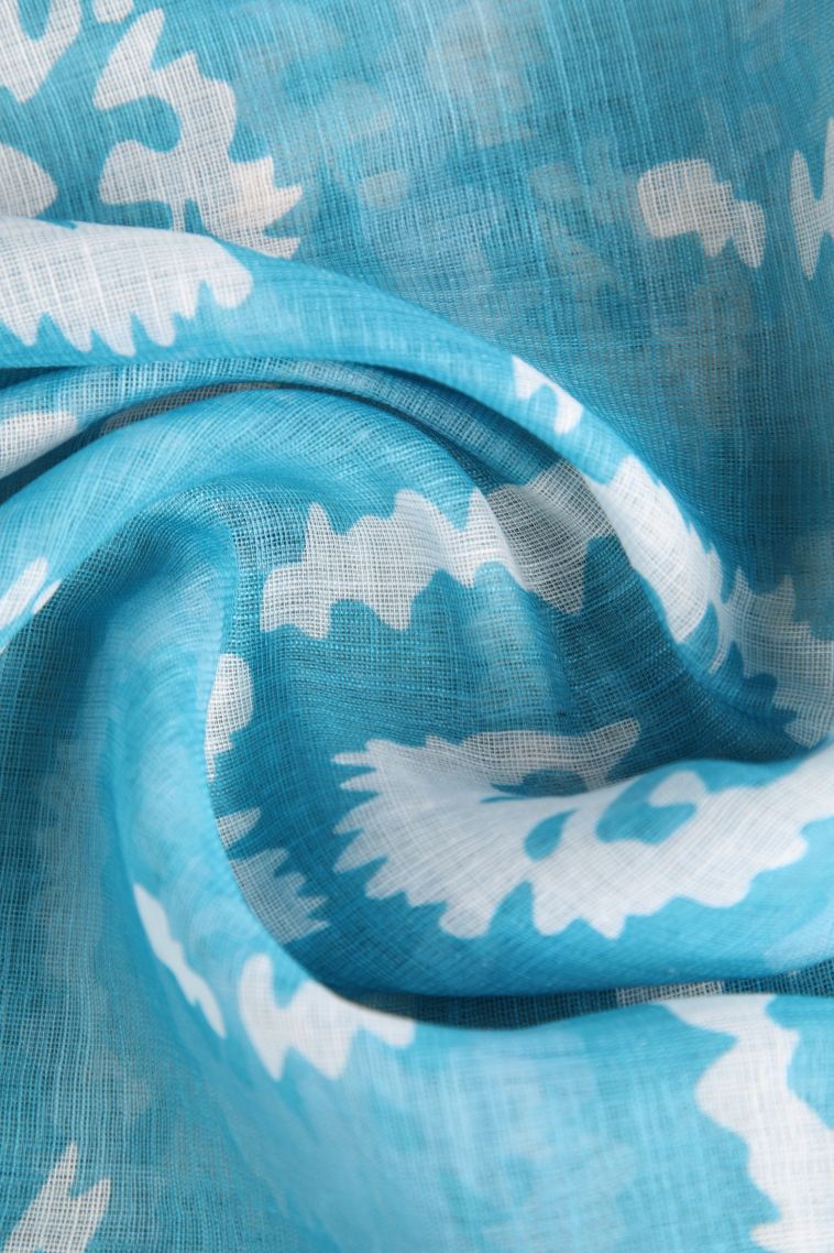 Sky Blue Linen Saree with Without Zari Zari Pathik Motifs view 4