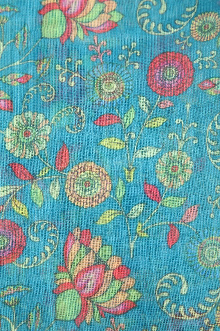Sky Blue Linen Saree with Without Zari Zari Pathik Motifs view 3