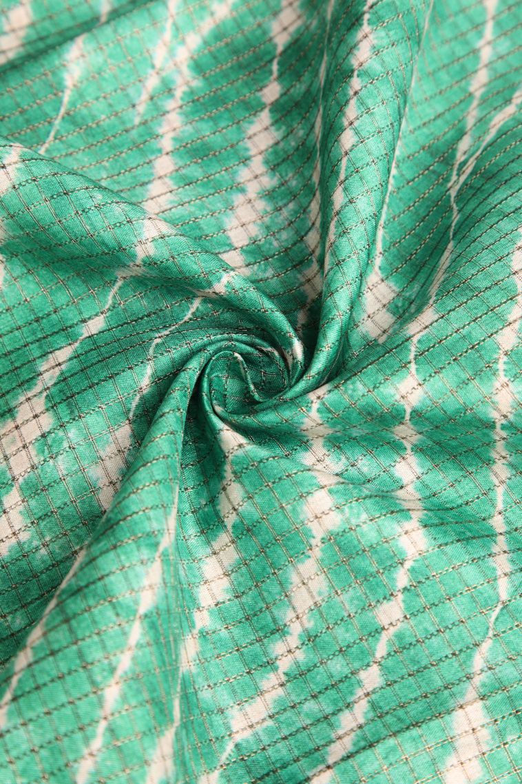 Seafoam Green Semi Tussar Silk with Gold Zari Pathik Motifs view 4