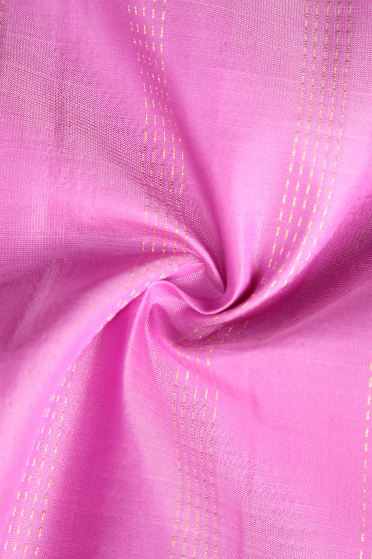 Taffy Pink Soft Silk Saree with Gold Zari Straipes And Puttas view 4
