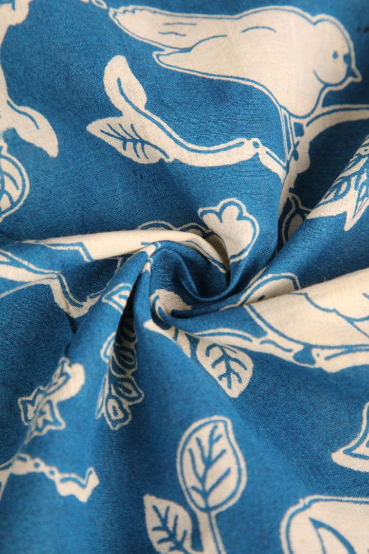 Cerulean Blue Kalamkari with Without Zari Zari Birds Mottif view 4