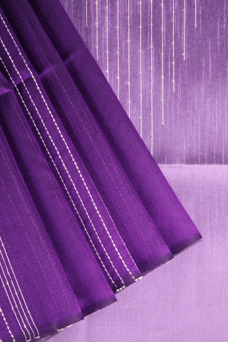 Bubble Purple Jute Sarees with Thread Zari Thred Weaving view 1