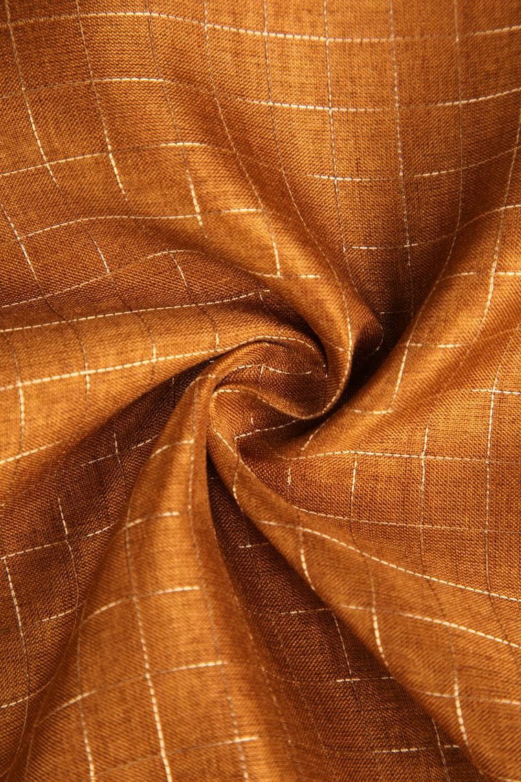 Cider Orange Jute Sarees with Gold Zari Checks view 4