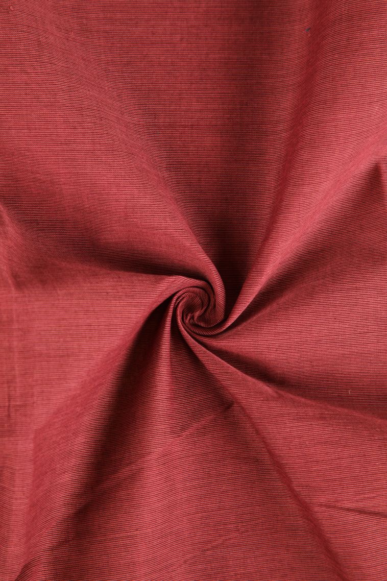Ruby Red Chettinad Cotton Sarees with Gold Zari Plain With Border view 4