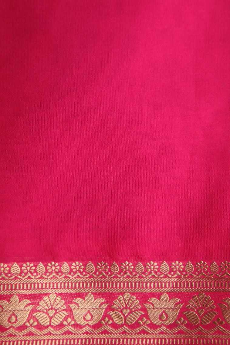 Cherry  Red Fancy Saree with Gold Zari Plain view 3