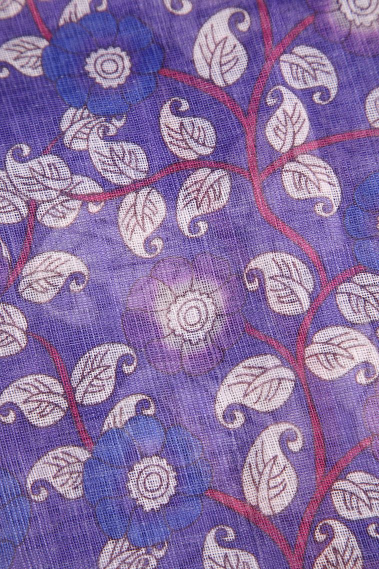 Iris Purple Linen Saree with Without Zari Zari Pathik Motifs view 3