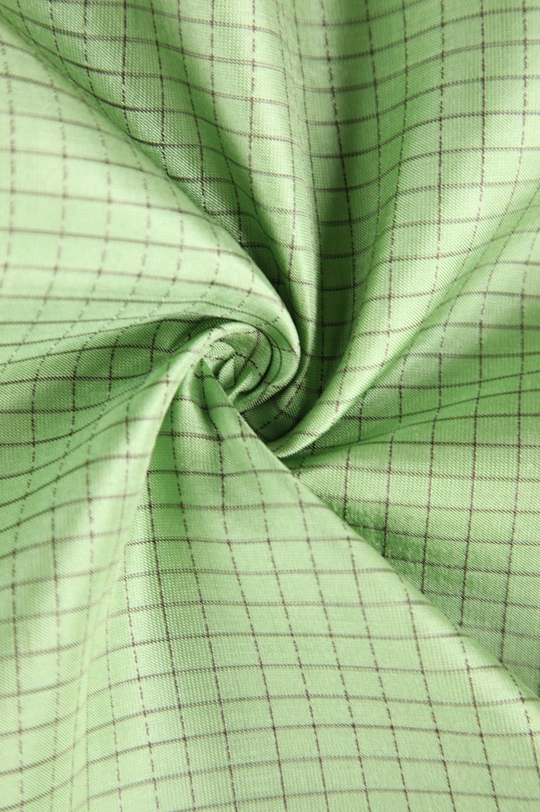 Pistachio Green Soft Silk Saree with Thread Zari Checked  Threap view 4