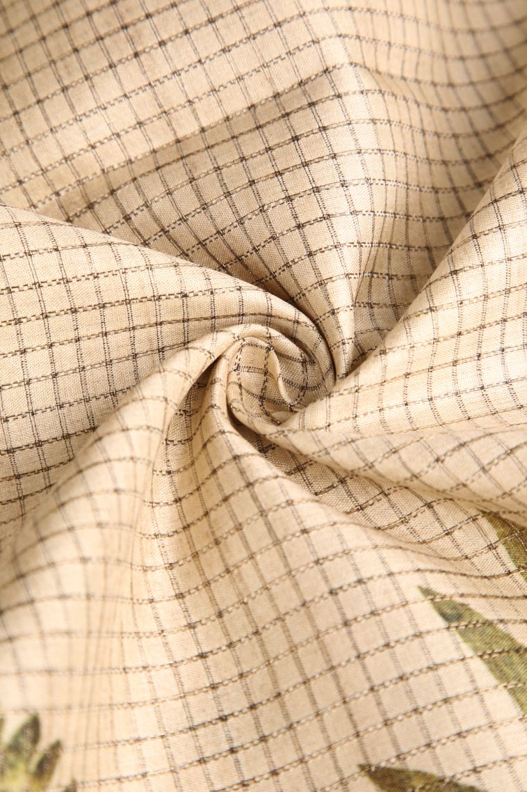 Vanilla Custard Yellow Semi Tussar Silk with Gold Zari Leaf Pattern view 4