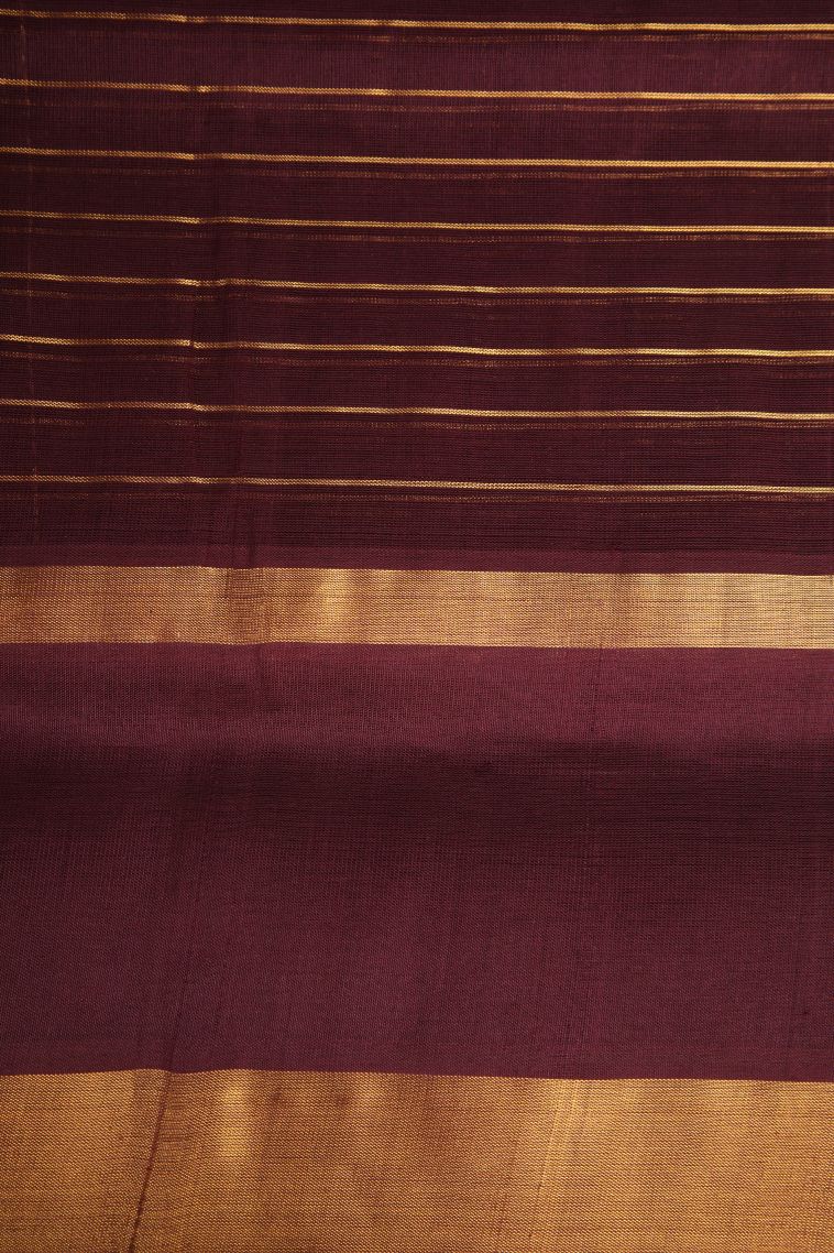 Lipstick Red Silk Cotton with Gold Zari Checks view 3