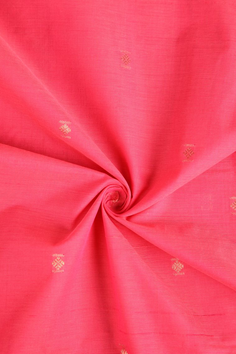 Strawberry Pink Pure Handloom Kovai Cotton with Without Zari Zari Floral Puttas view 4