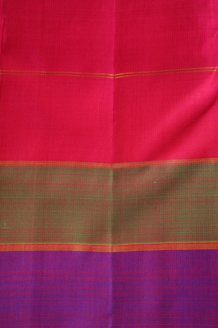 Asphalt Black Kanchipuram Silk Sarees with Gold Zari Stripes view 3