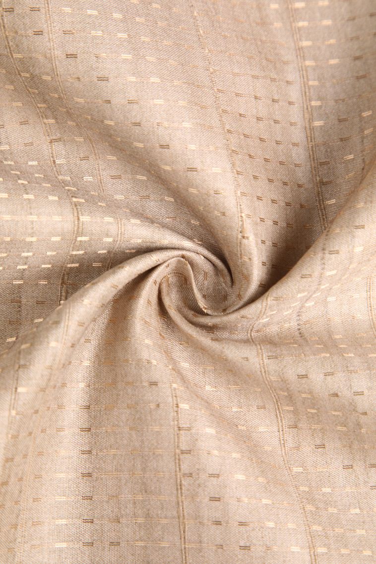 Vanilla Custard Yellow Semi Tussar Silk with Gold Zari Floral Patterns view 4