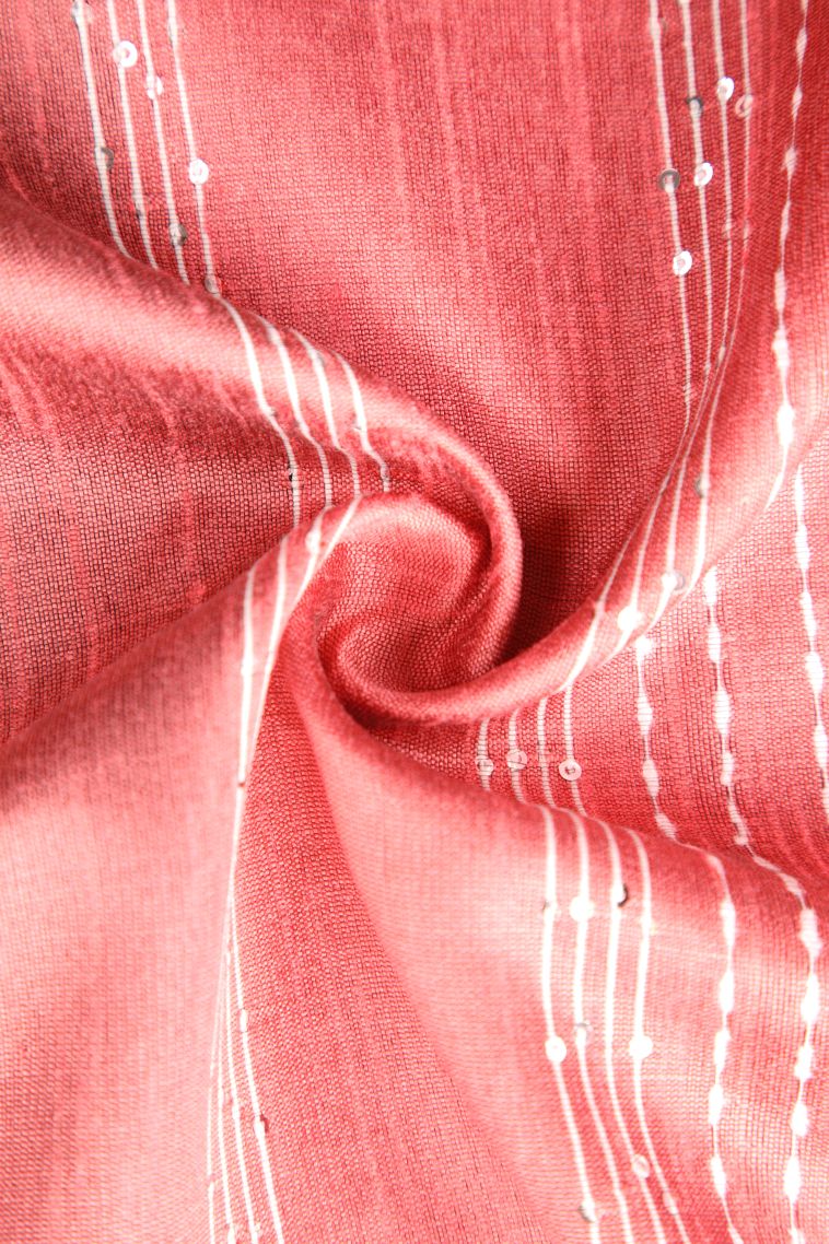 Blush Red Jute Sarees with Thread Zari Thred Weaving view 4