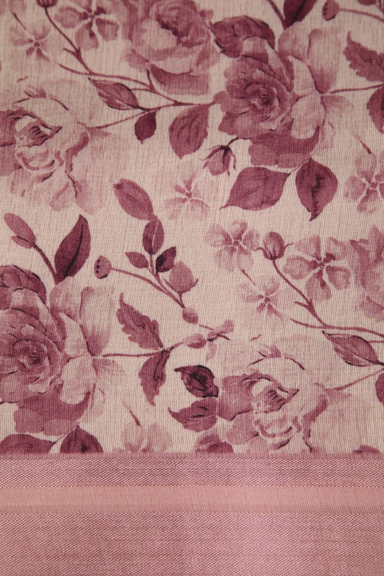 Lemonade Pink Jute Sarees with Silver Zari Plain view 3