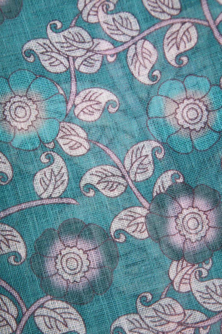 Sky Blue Linen Saree with Without Zari Zari Pathik Motifs view 3