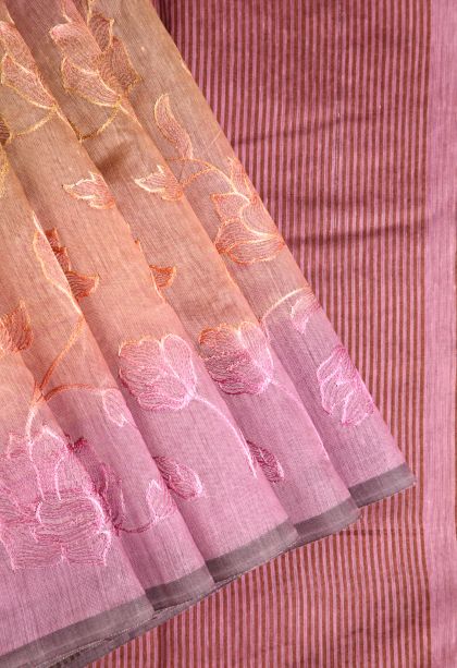 Lemonade Pink Chanderi Cotton Sarees with Without Zari Zari Embroidary