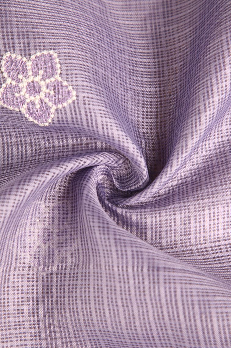 Periwinkle Purple Manipuri Cotton Sarees with Without Zari Zari Embroidary view 4