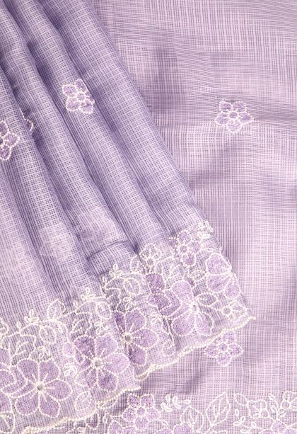 Periwinkle Purple Manipuri Cotton Sarees with Without Zari Zari Embroidary