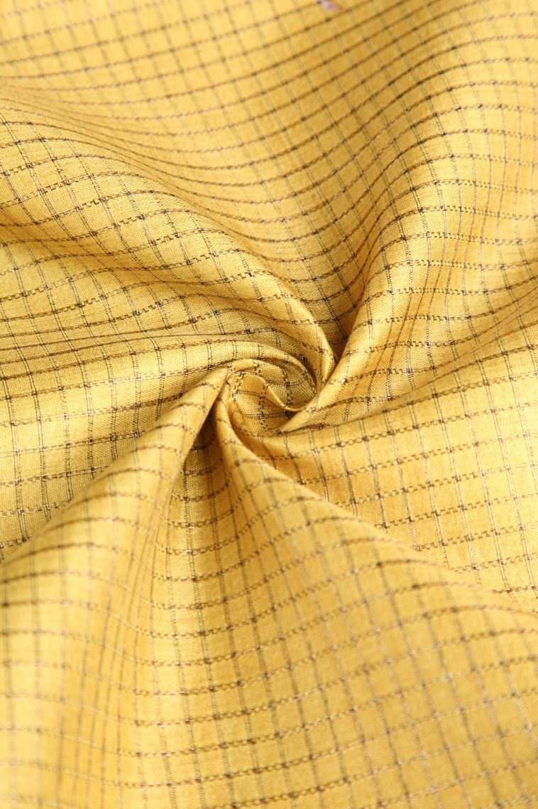 Macaroon Yellow Semi Tussar Silk with Gold Zari Floral Patterns view 4