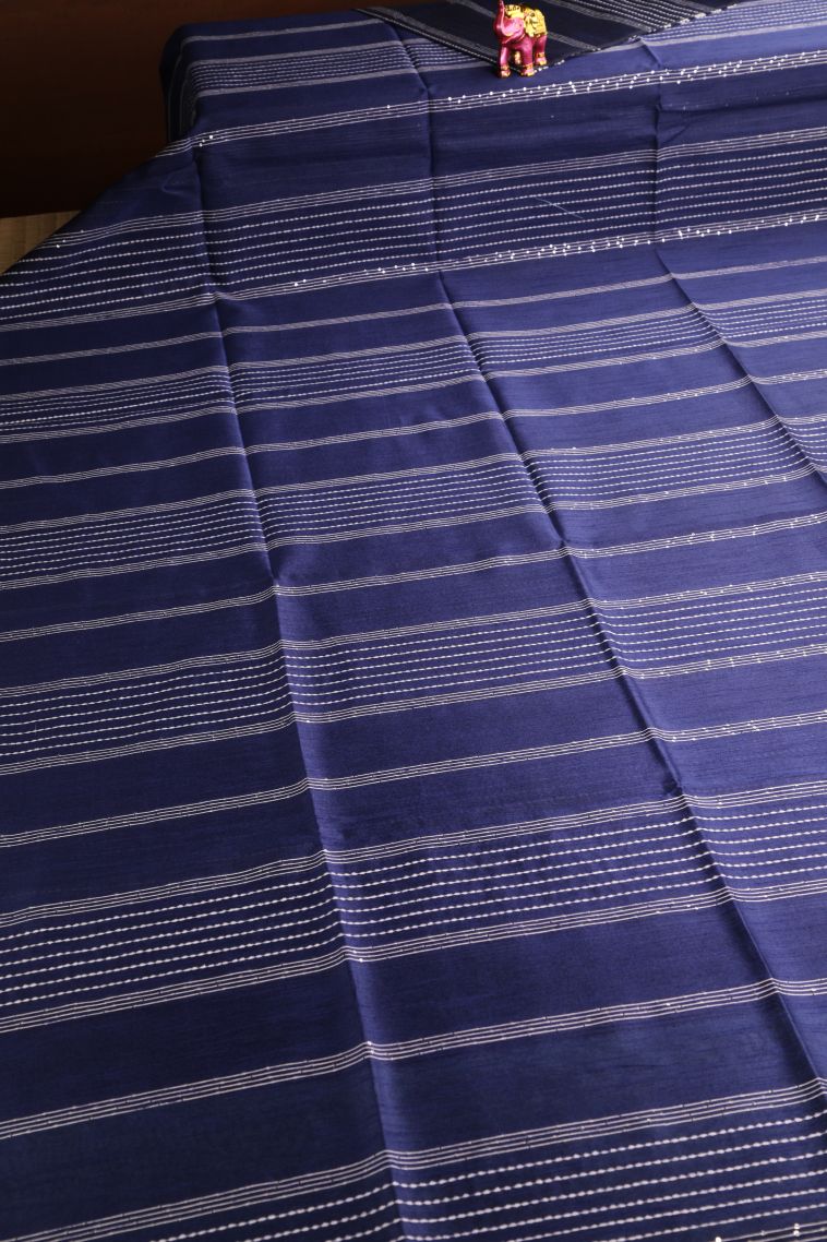 Berry Blue Jute Sarees with Thread Zari Thred Weaving view 2