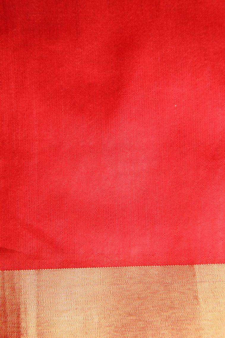 Merigold Orange Jute Sarees with Gold Zari Checks view 3