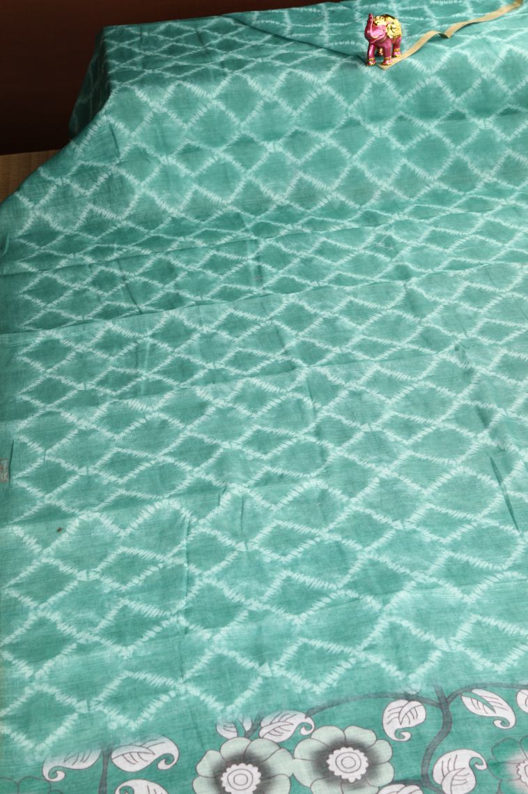 Mint Green Linen Saree with Without Zari Zari Pathik Motifs view 2