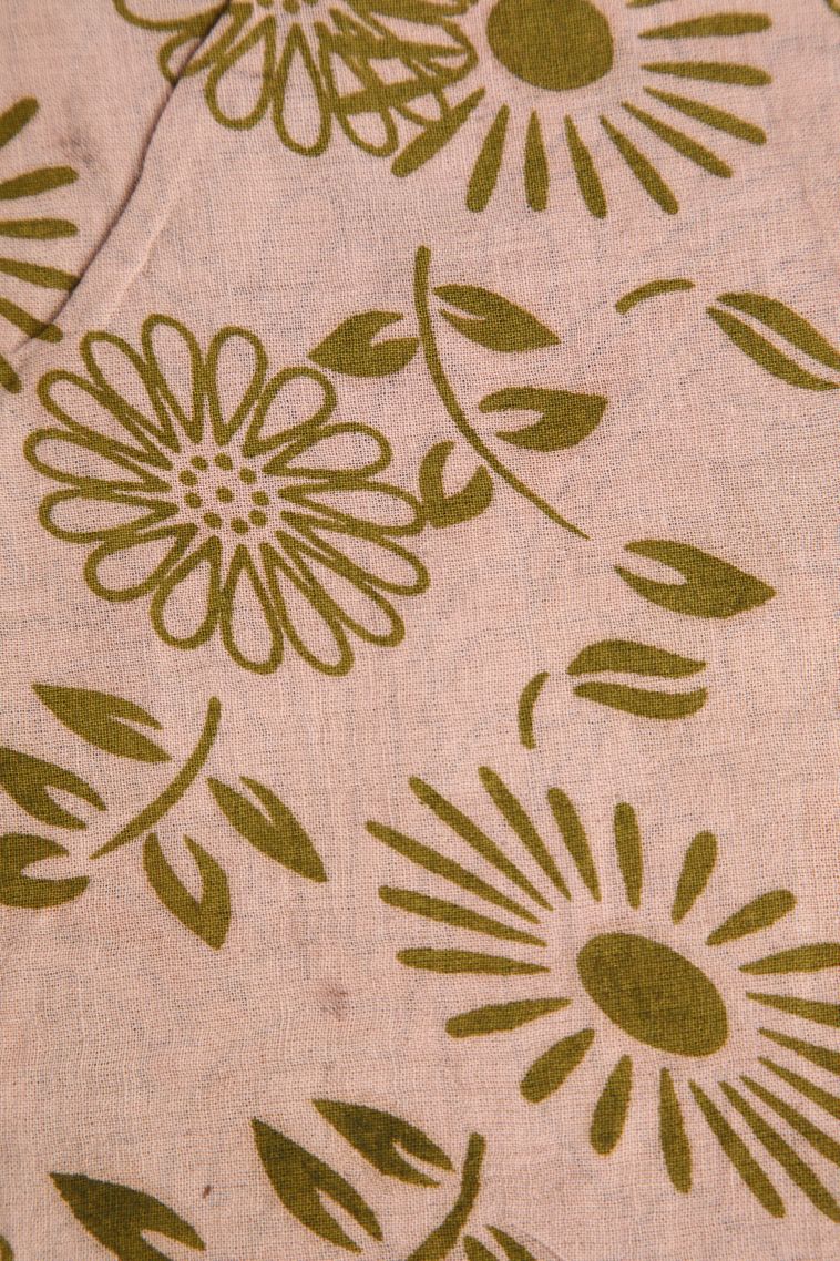 Olive Green Kalamkari with Without Zari Zari Floral Patterns view 3