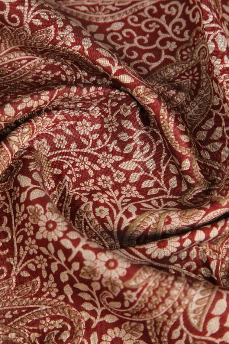 Blush Red Maheswari Cotton Saree with Gold Zari Floral Patterns view 4