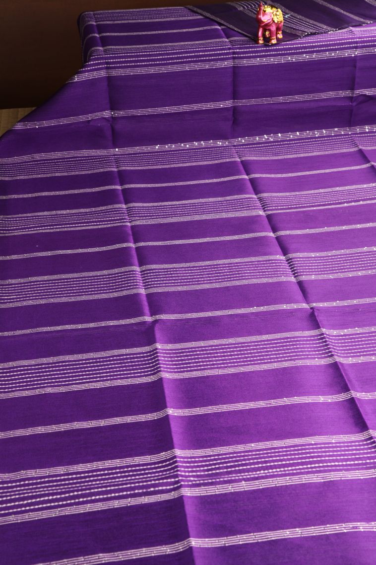 Orchid Purple Jute Sarees with Thread Zari Thred Weaving view 2