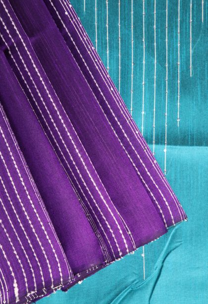 Orchid Purple Jute Sarees with Thread Zari Thred Weaving