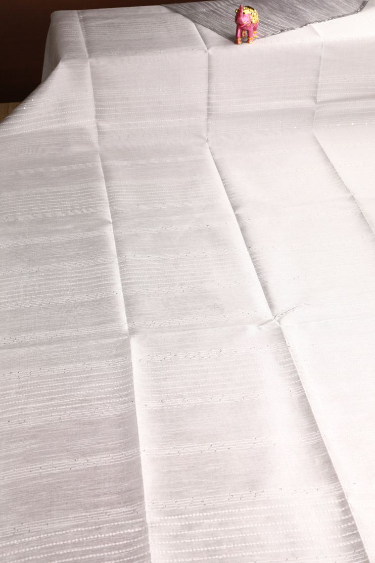 Daisy White Jute Sarees with Thread Zari Thred Weaving view 2