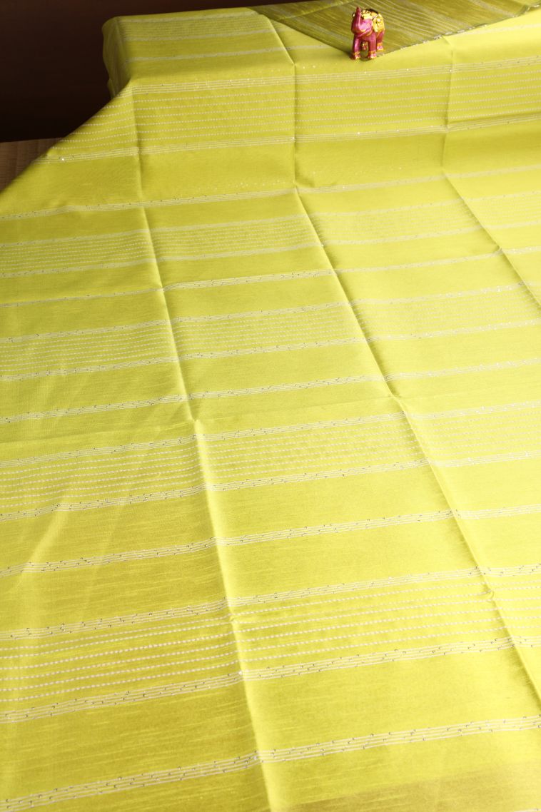 Lemon Yellow Jute Sarees with Thread Zari Thred Weaving view 2