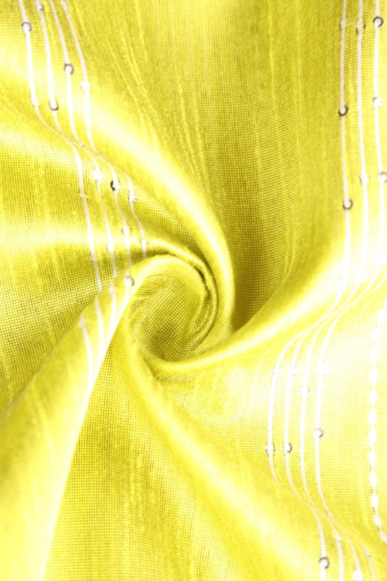 Lemon Yellow Jute Sarees with Thread Zari Thred Weaving view 4