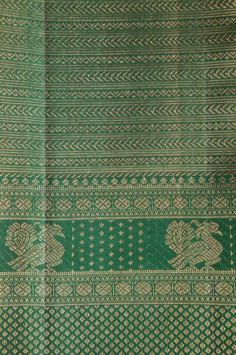 Strawberry Pink Kanchipuram Silk Sarees with Gold Zari Circle Mottif view 3