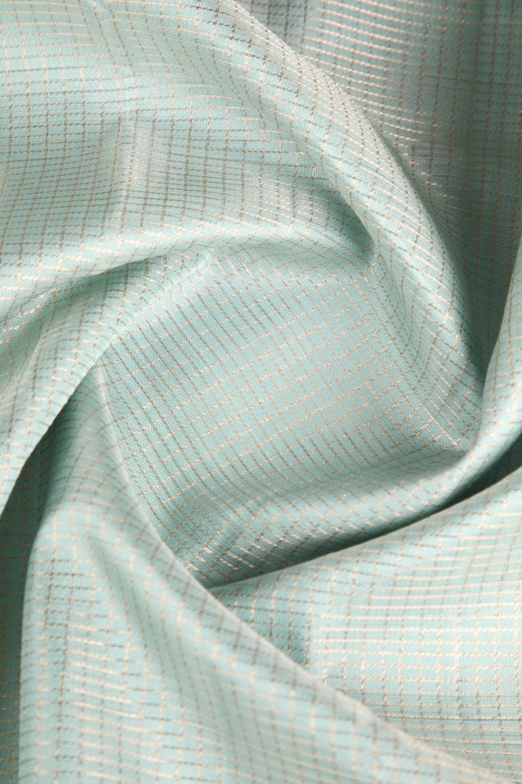 Pistachio Green Kanchipuram Silk Sarees with Gold Zari Checks view 4