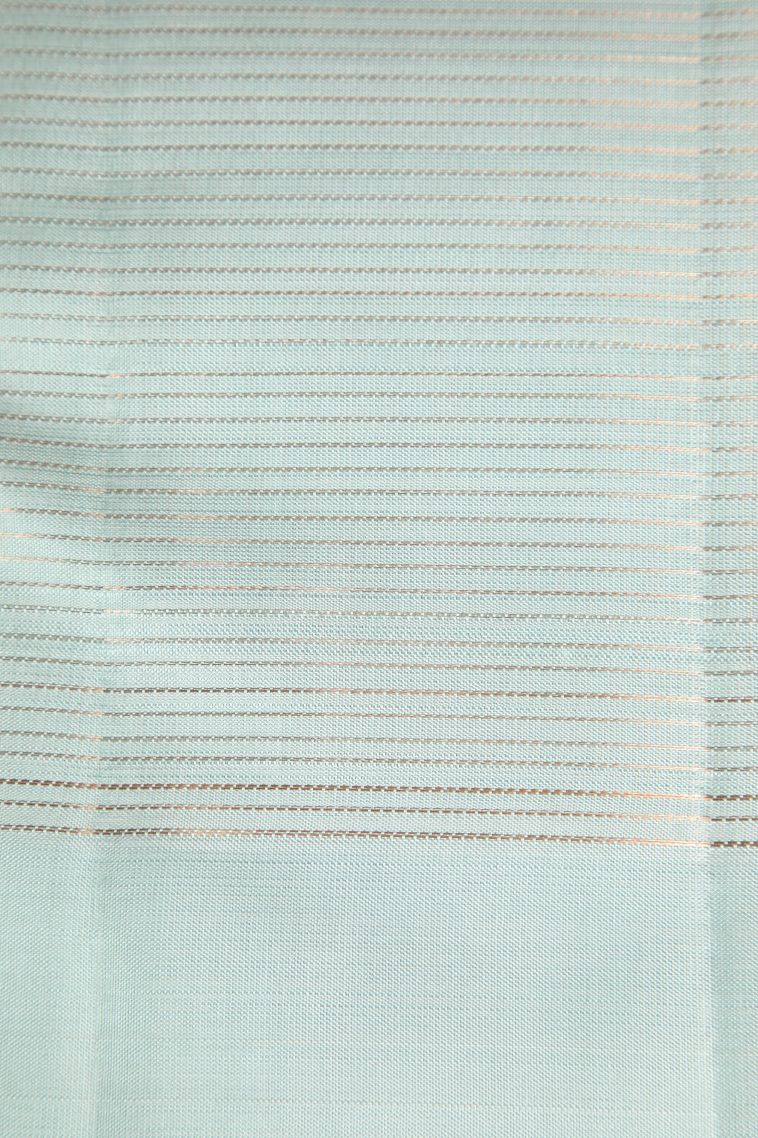 Pistachio Green Kanchipuram Silk Sarees with Gold Zari Checks view 3