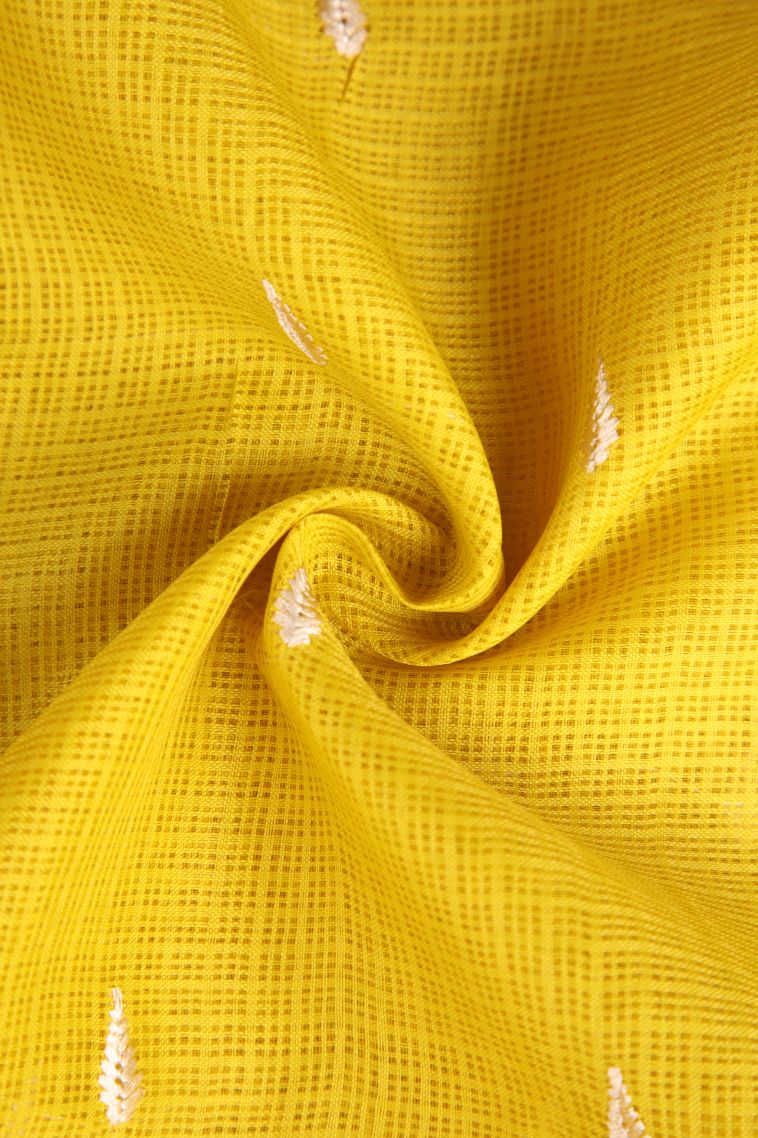 Lemon Yellow Manipuri Cotton Sarees with Without Zari Zari Puttas view 4