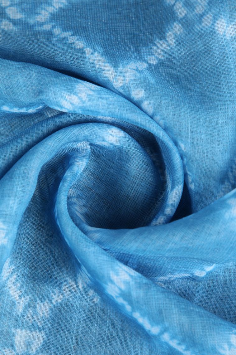 Cerulean Blue Linen Saree with Without Zari Zari Pathik Motifs view 4