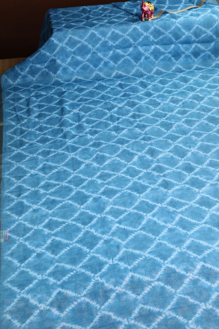 Cerulean Blue Linen Saree with Without Zari Zari Pathik Motifs view 2