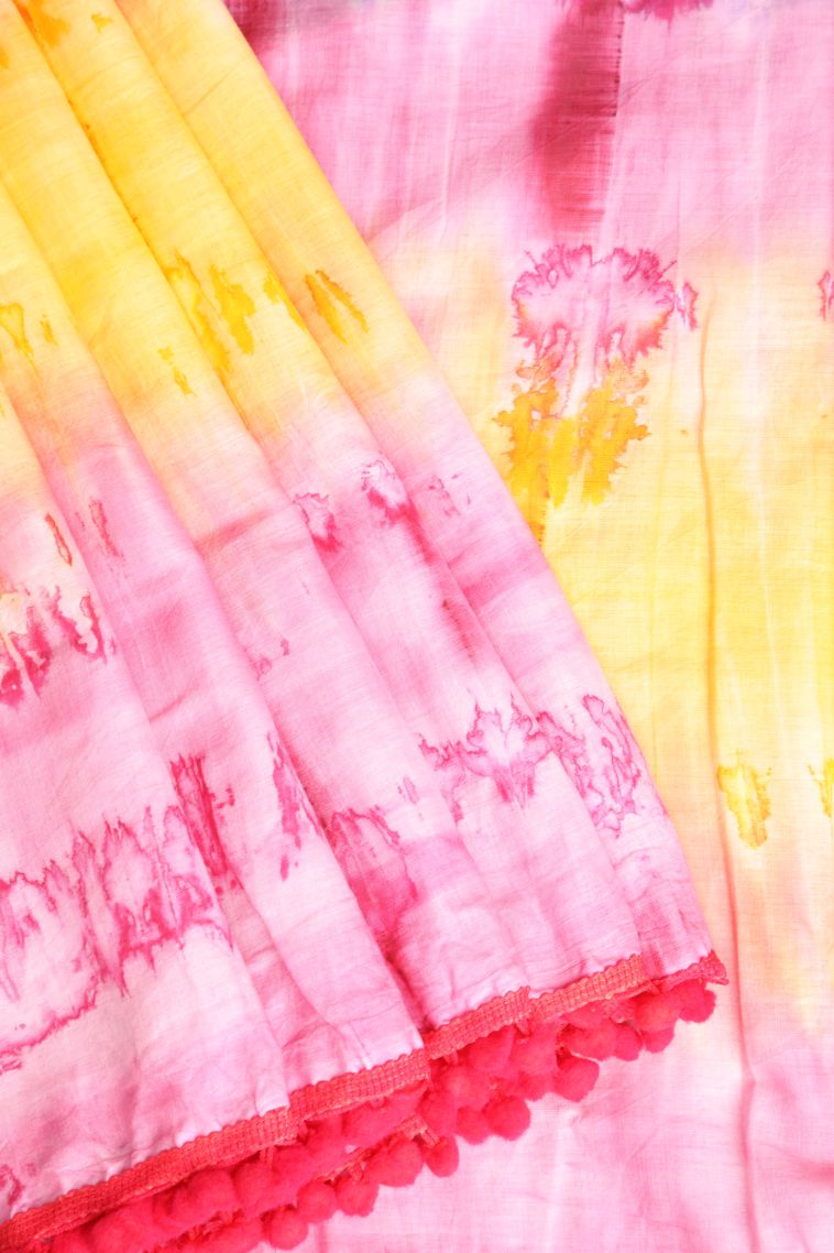 Rose Pink Mul Mul Cotton with Without Zari Zari Pathik Motifs view 1