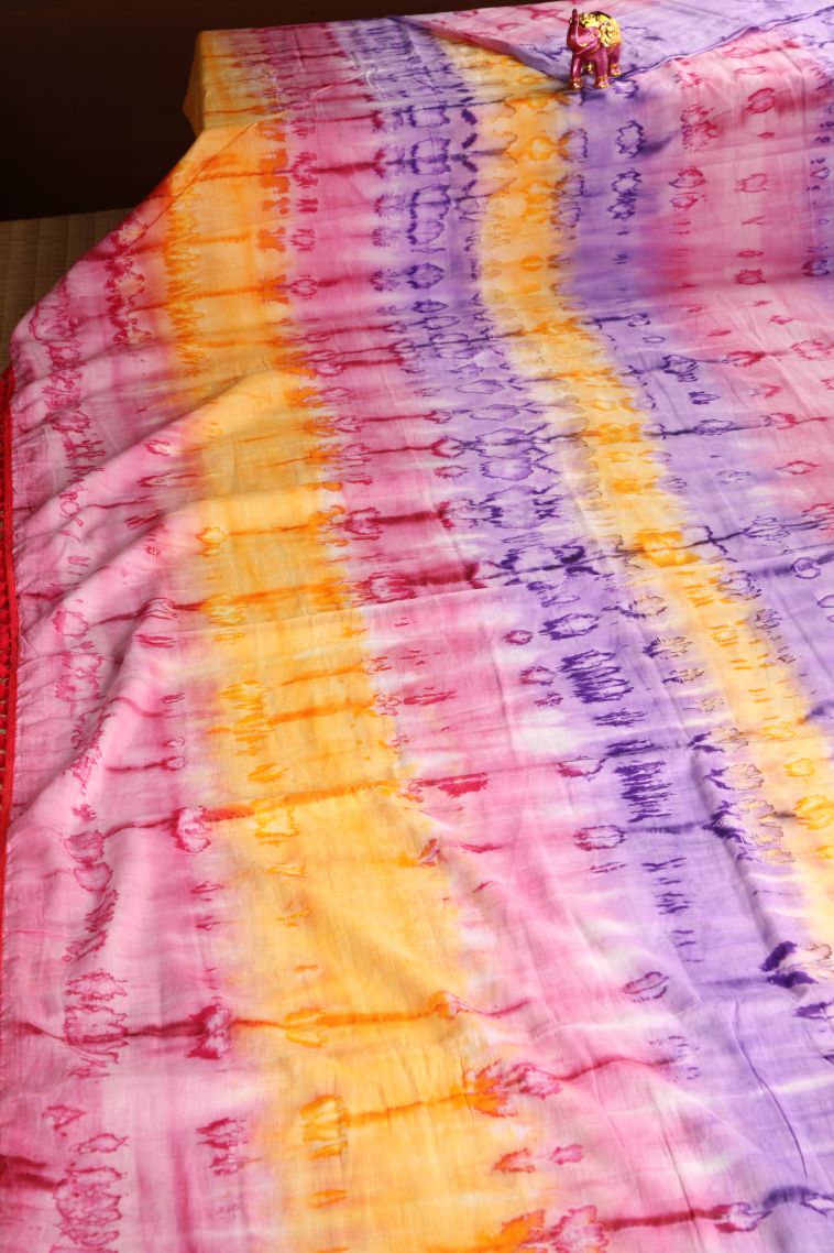 Rose Pink Mul Mul Cotton with Without Zari Zari Pathik Motifs view 2