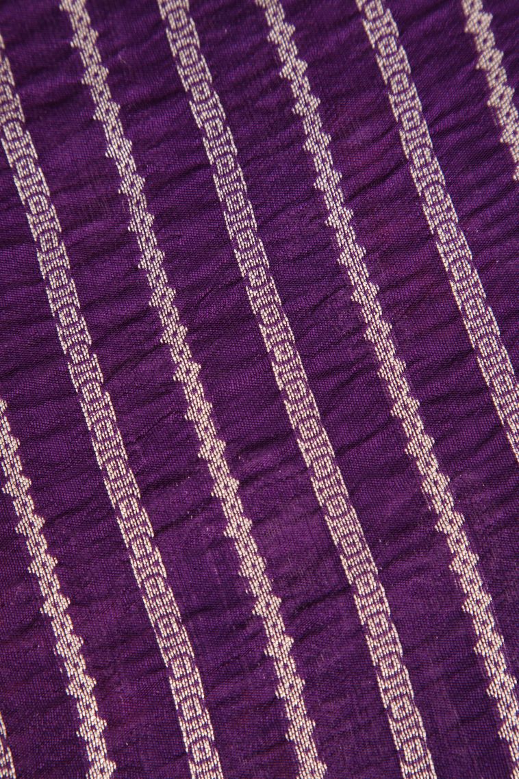 Viola Purple Banaras Sarees with Without Zari Zari Birds And Floral Pattern view 3