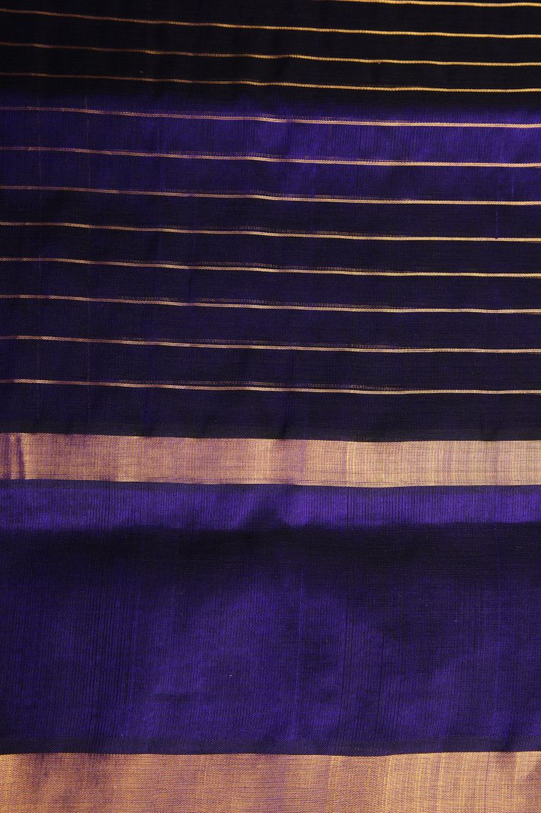 Azure Blue Silk Cotton with Gold Zari Checks view 3